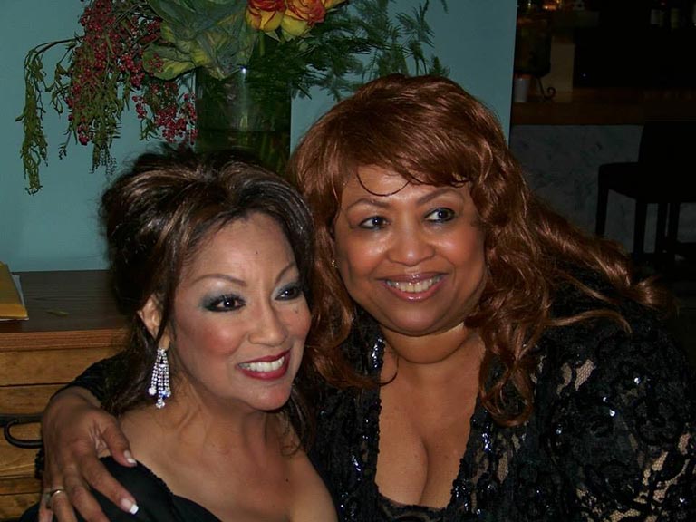 Linda and Jeanie Tracey after performance at RRAZZ Room in San Francisco